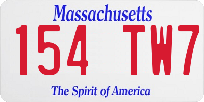 MA license plate 154TW7
