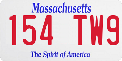 MA license plate 154TW9