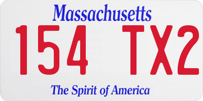 MA license plate 154TX2