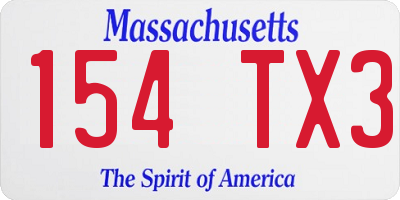 MA license plate 154TX3