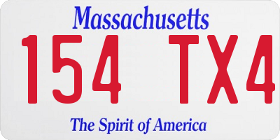 MA license plate 154TX4