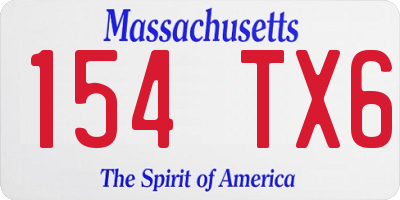 MA license plate 154TX6