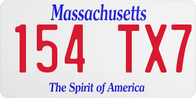 MA license plate 154TX7