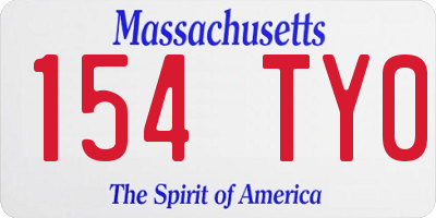 MA license plate 154TY0