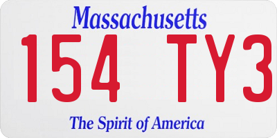MA license plate 154TY3
