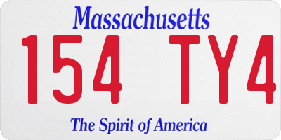 MA license plate 154TY4