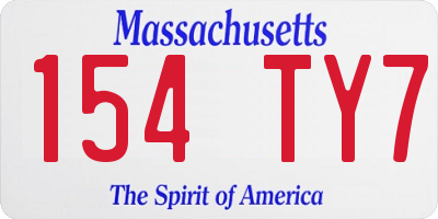 MA license plate 154TY7