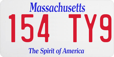 MA license plate 154TY9
