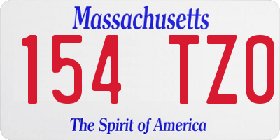MA license plate 154TZ0