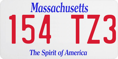 MA license plate 154TZ3