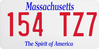MA license plate 154TZ7