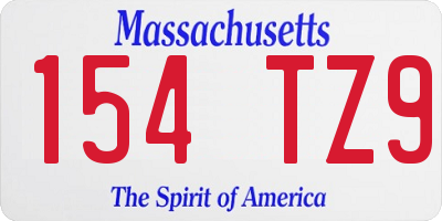 MA license plate 154TZ9