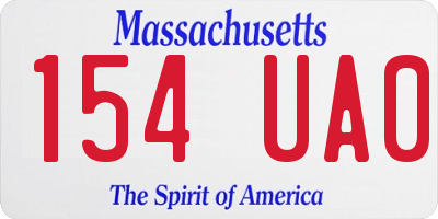 MA license plate 154UA0