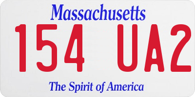 MA license plate 154UA2