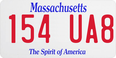 MA license plate 154UA8