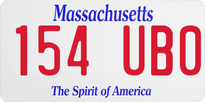 MA license plate 154UB0
