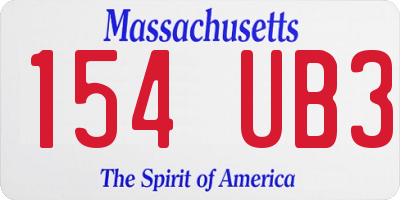 MA license plate 154UB3