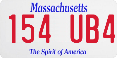 MA license plate 154UB4
