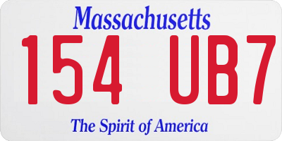 MA license plate 154UB7
