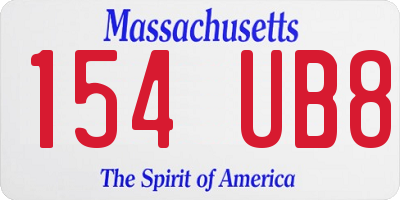 MA license plate 154UB8