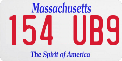 MA license plate 154UB9