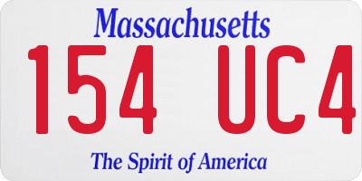 MA license plate 154UC4