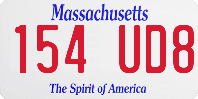 MA license plate 154UD8