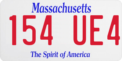 MA license plate 154UE4