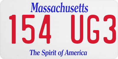 MA license plate 154UG3