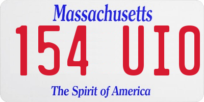 MA license plate 154UI0