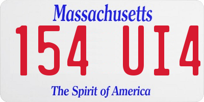 MA license plate 154UI4
