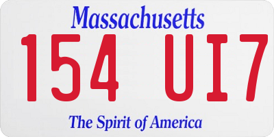 MA license plate 154UI7