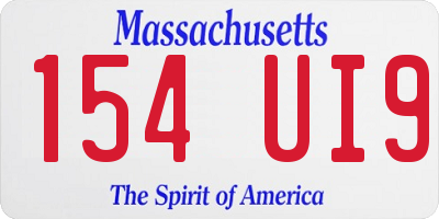 MA license plate 154UI9
