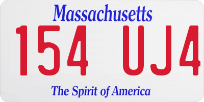 MA license plate 154UJ4