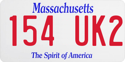 MA license plate 154UK2