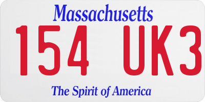 MA license plate 154UK3