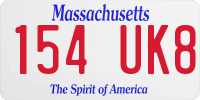 MA license plate 154UK8