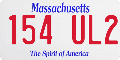 MA license plate 154UL2