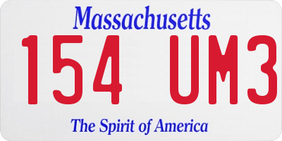 MA license plate 154UM3