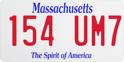 MA license plate 154UM7