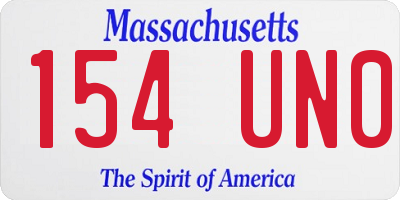 MA license plate 154UN0