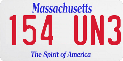 MA license plate 154UN3
