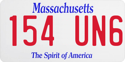 MA license plate 154UN6