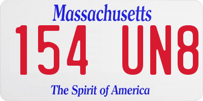MA license plate 154UN8