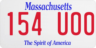 MA license plate 154UO0