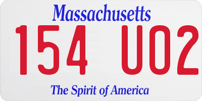 MA license plate 154UO2