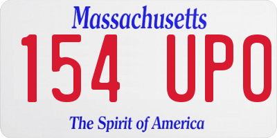 MA license plate 154UP0