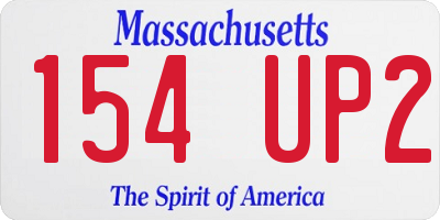 MA license plate 154UP2