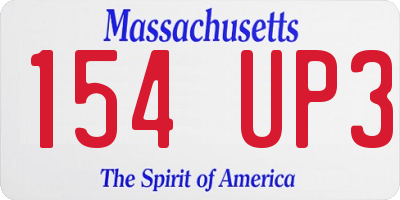 MA license plate 154UP3