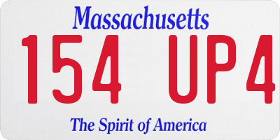 MA license plate 154UP4